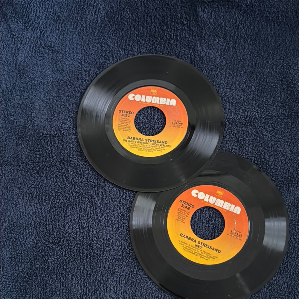 Vintage Columbia Vinyl Records with Orange and Black Labels